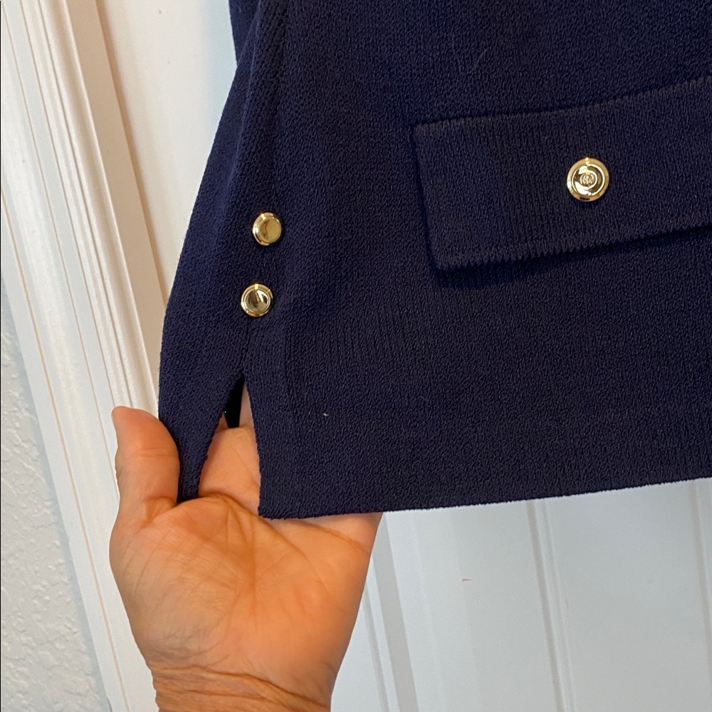 St John Collection Size 4 Navy Gold Trim Santana Knit Blaze... - Picture 3 of 12